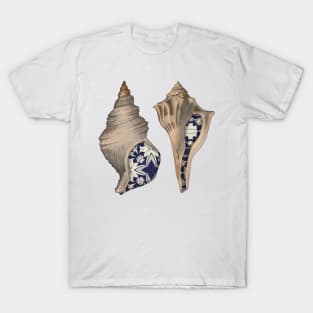 Seashell Pair Blue Mosaic T-Shirt